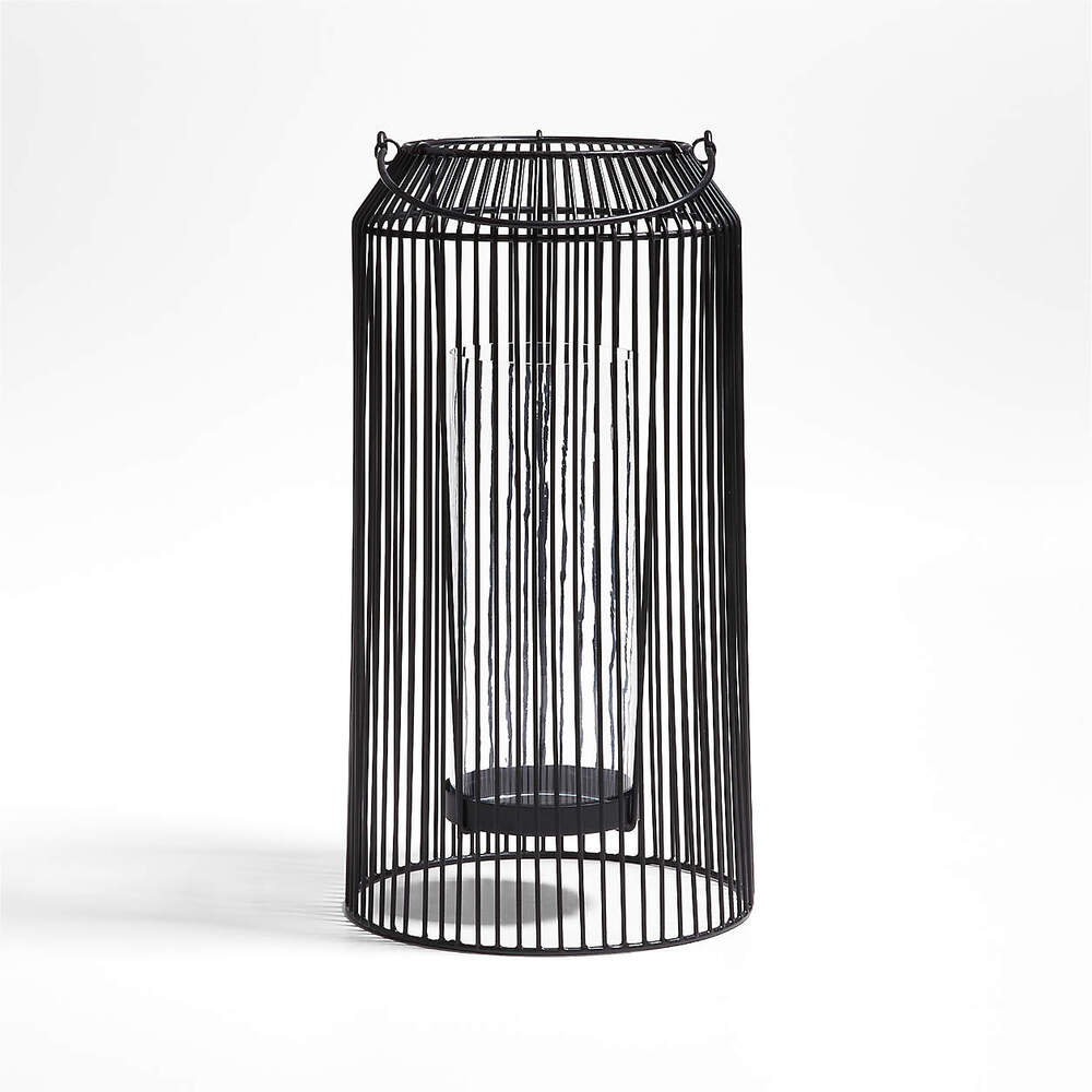 Crate&Barrel Austell Black Metal Lantern – Large Modern – Discontinued NWT